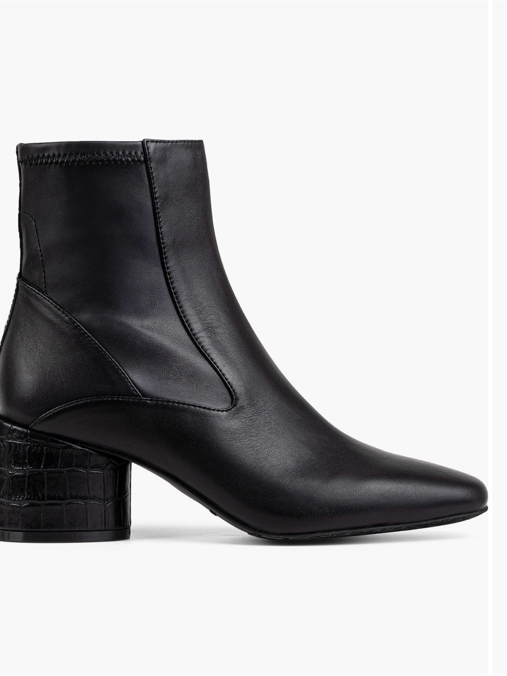 Donald J. Pliner Black Faux-Leather Croc-Block Heel Ankle Boots